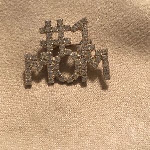 #1 mom Swarovski crystal pin